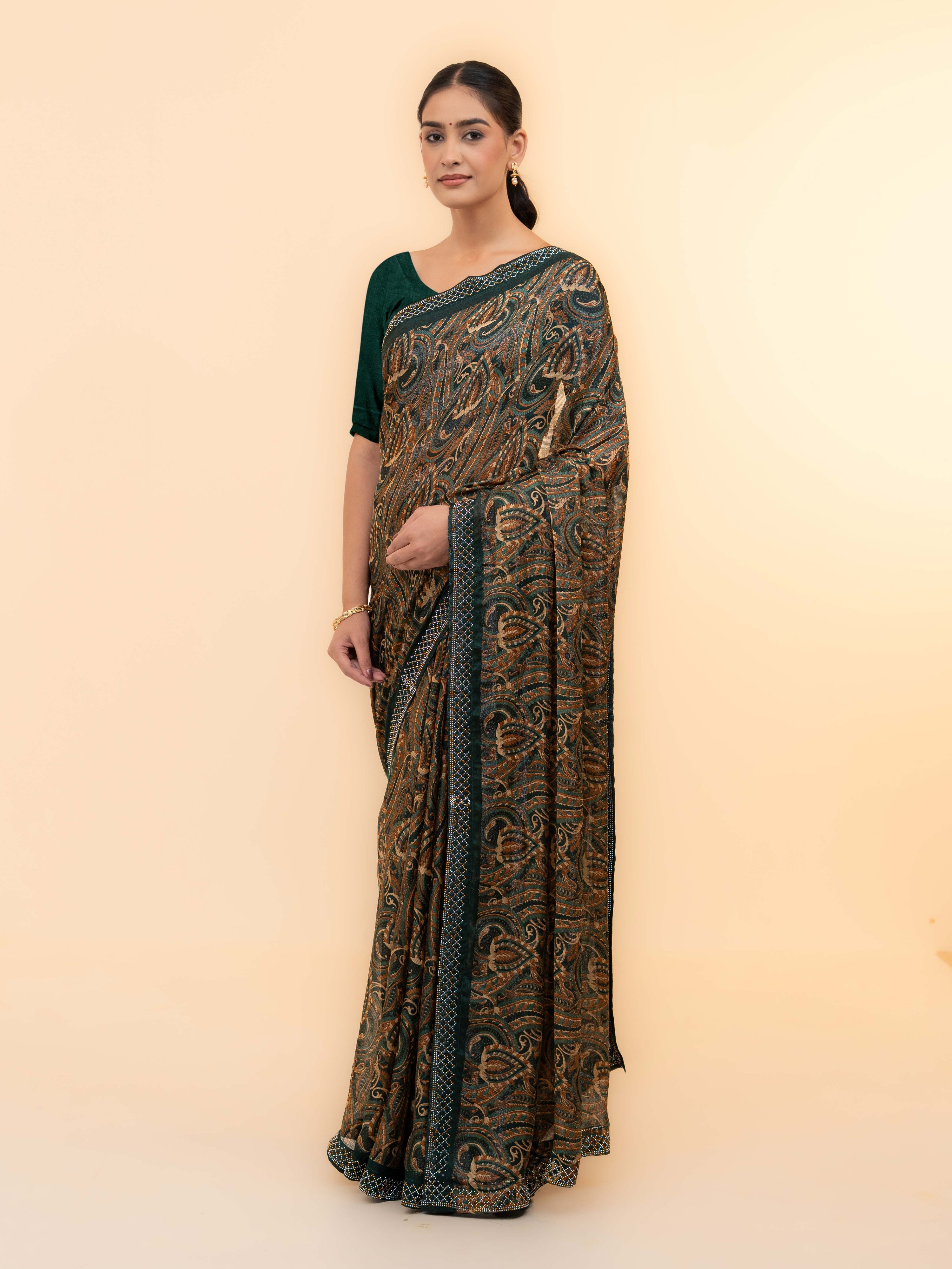 Dark Green Soft Georgette Saree