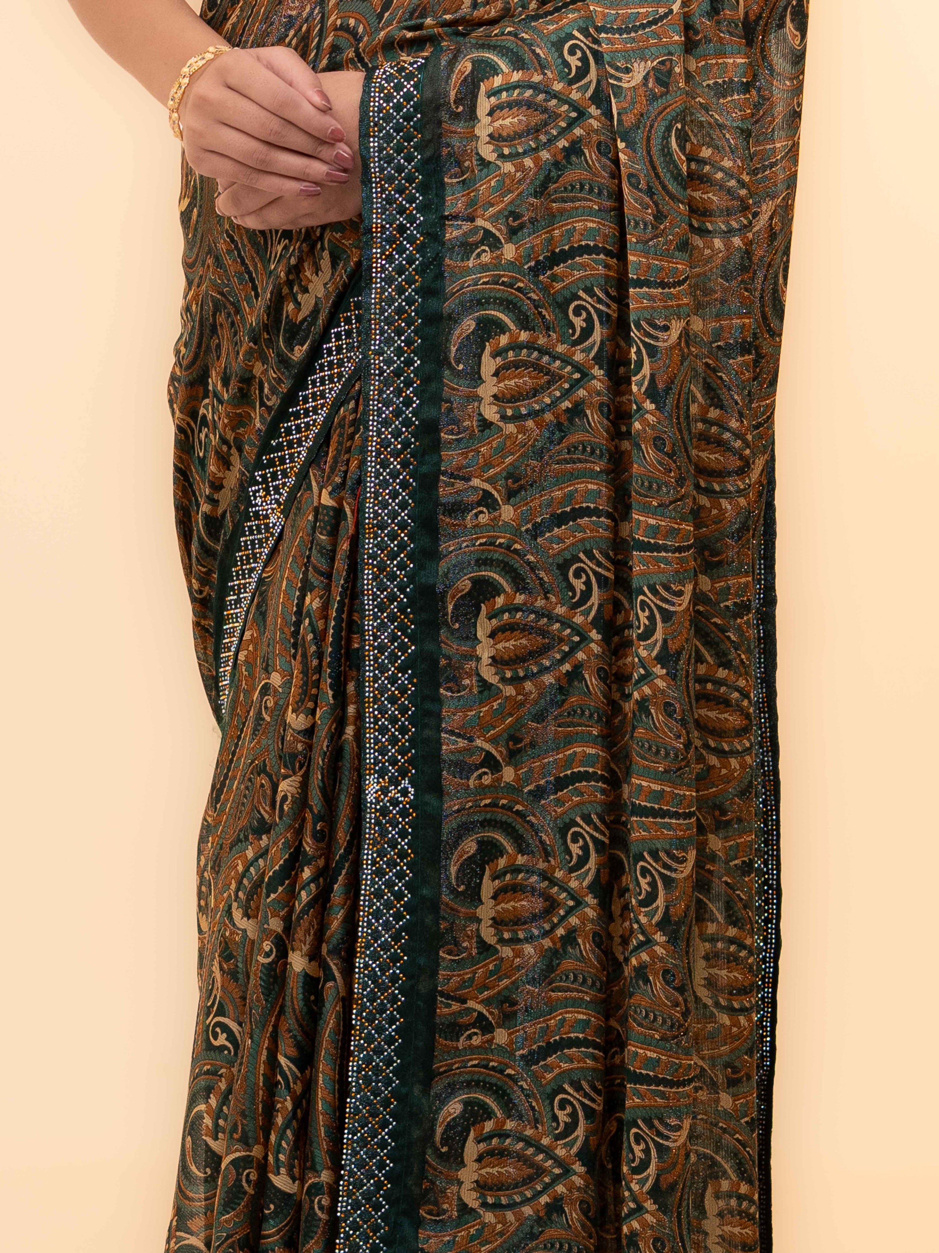 Dark Green Soft Georgette Saree