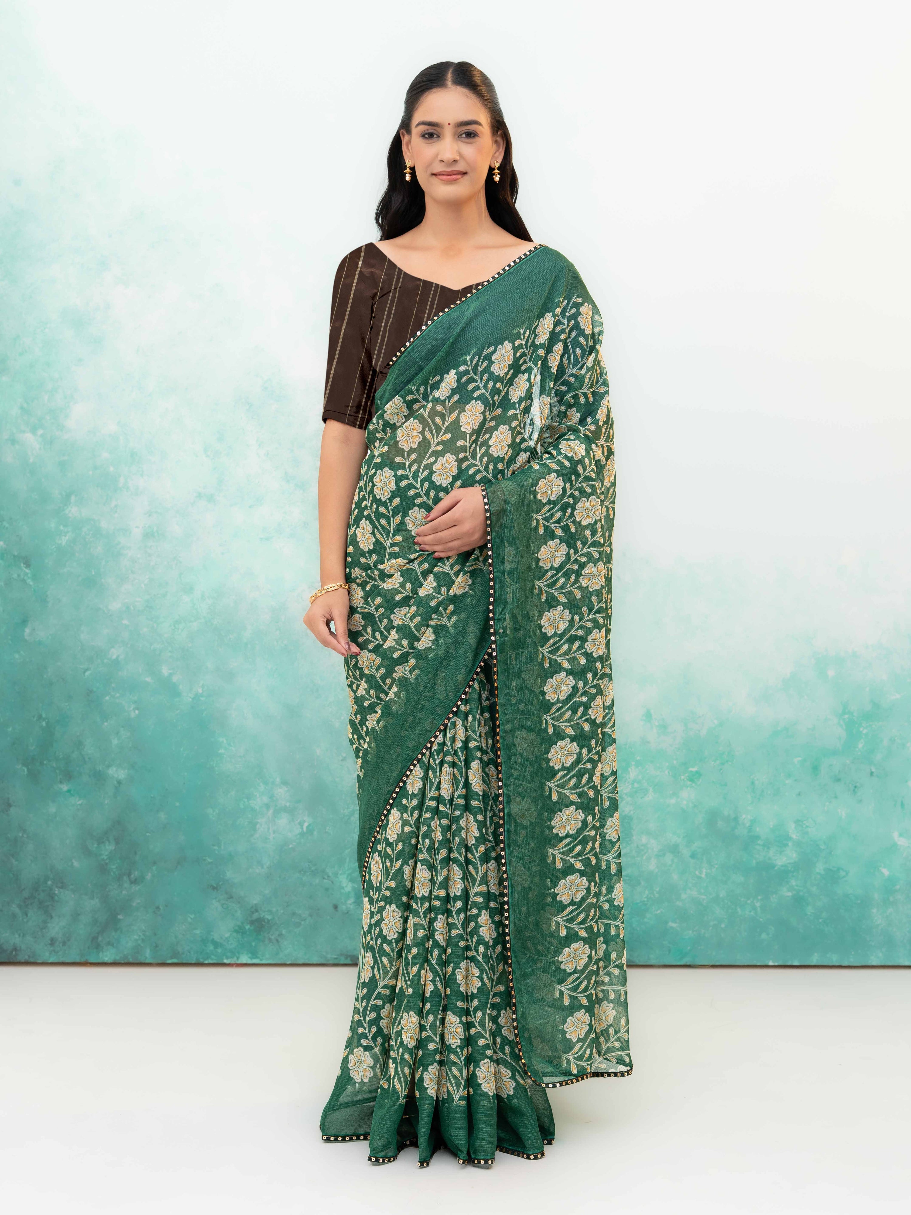Dark Green Soft Georgette Saree