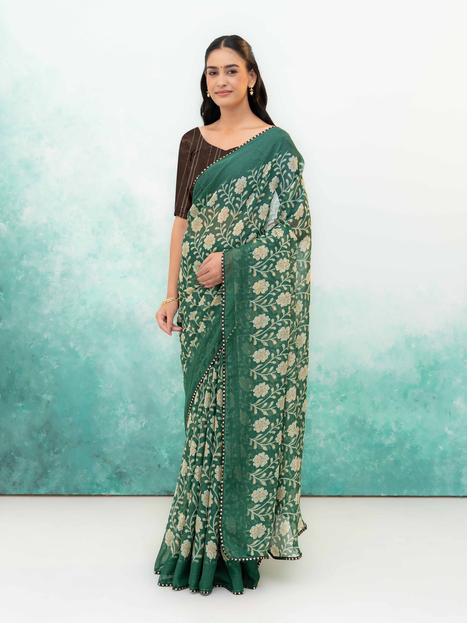 Dark Green Soft Georgette Saree