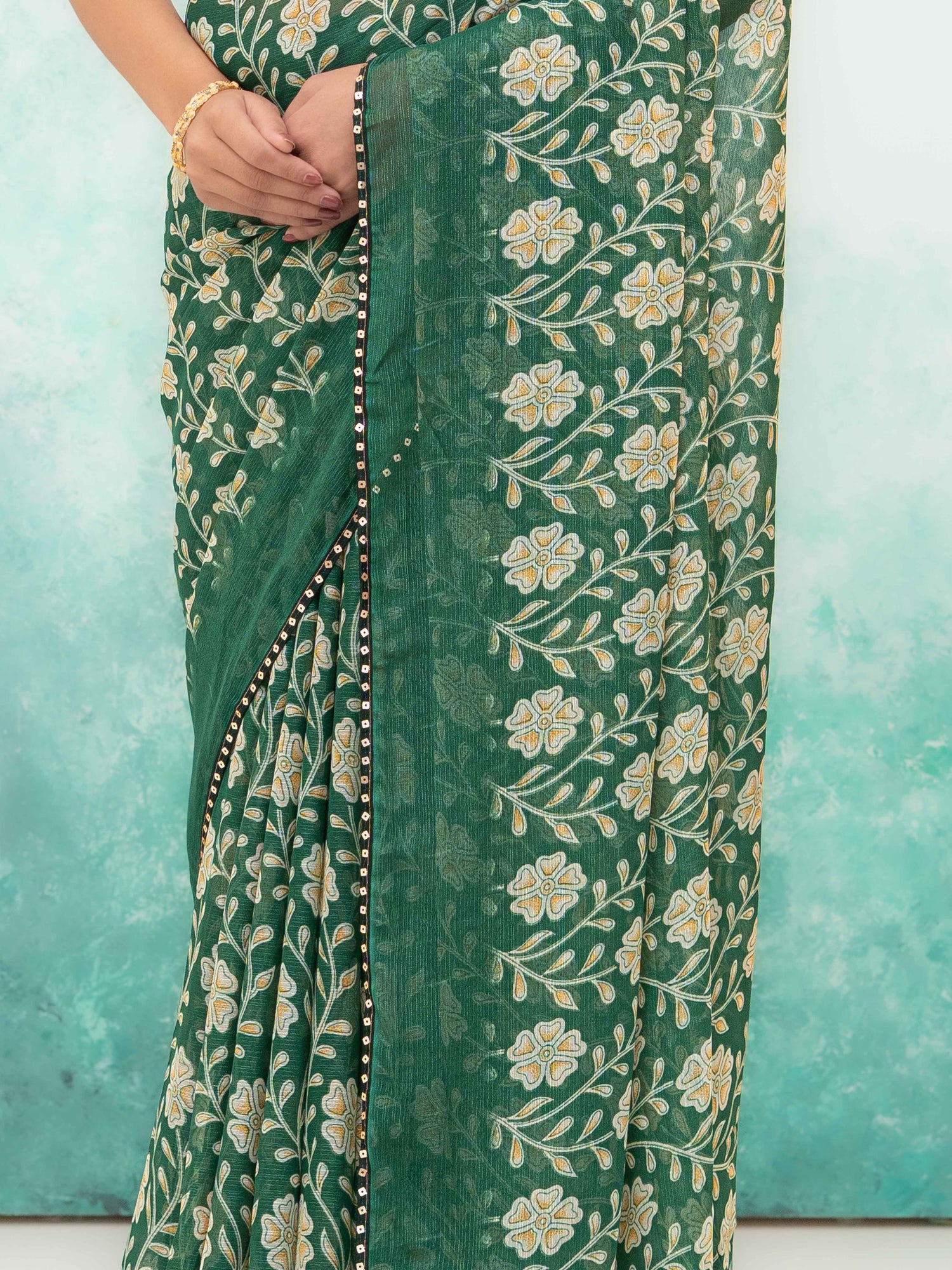 Dark Green Soft Georgette Saree