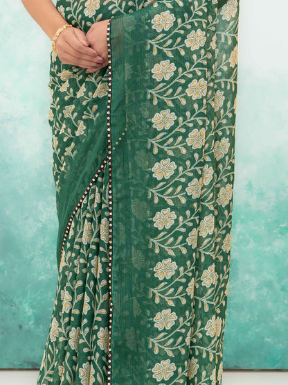 Dark Green Soft Georgette Saree