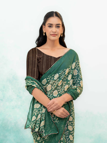 Dark Green Soft Georgette Saree
