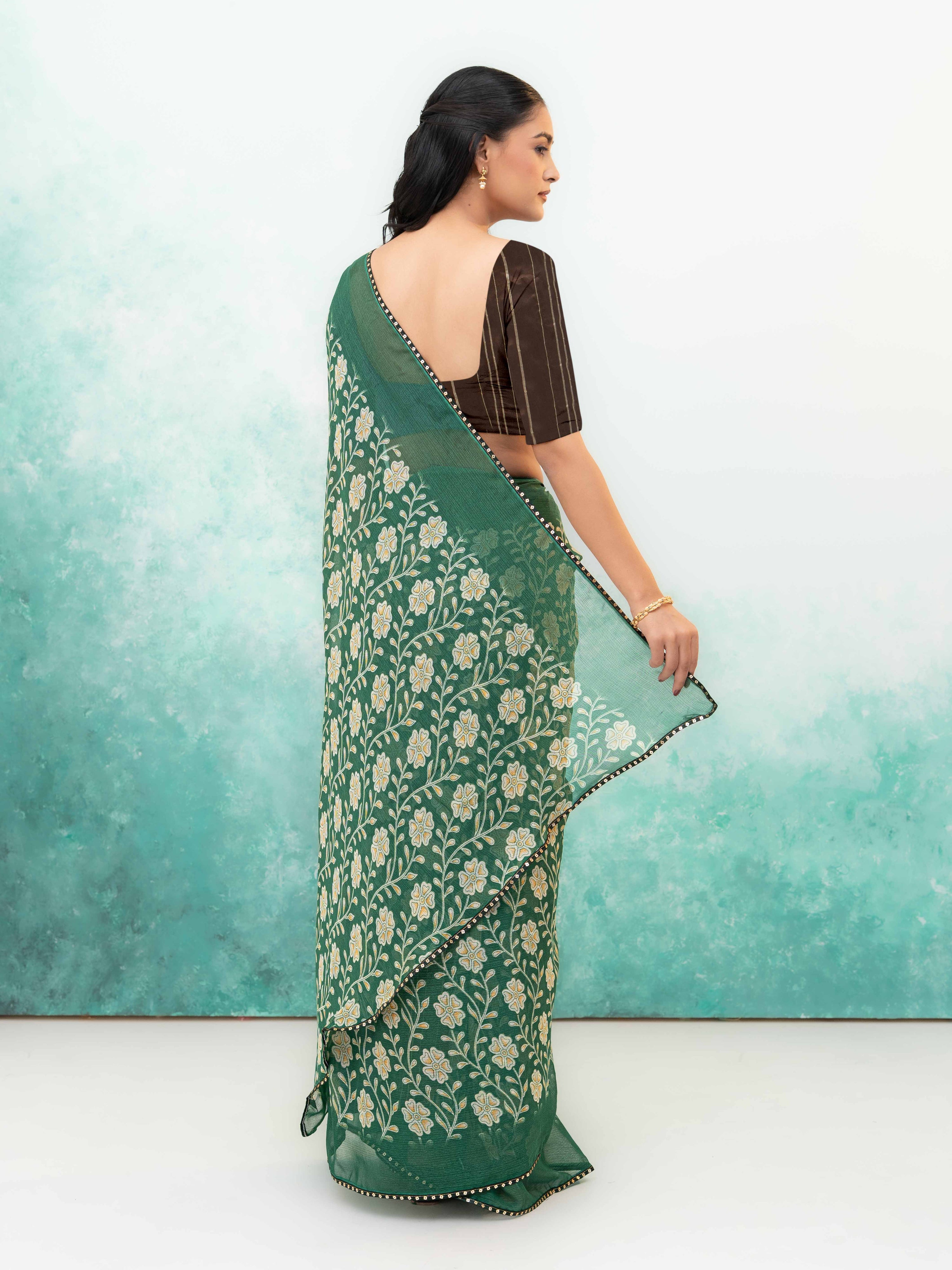Dark Green Soft Georgette Saree