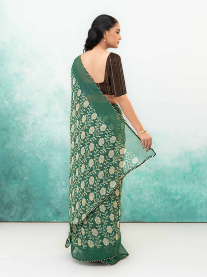 Dark Green Soft Georgette Saree