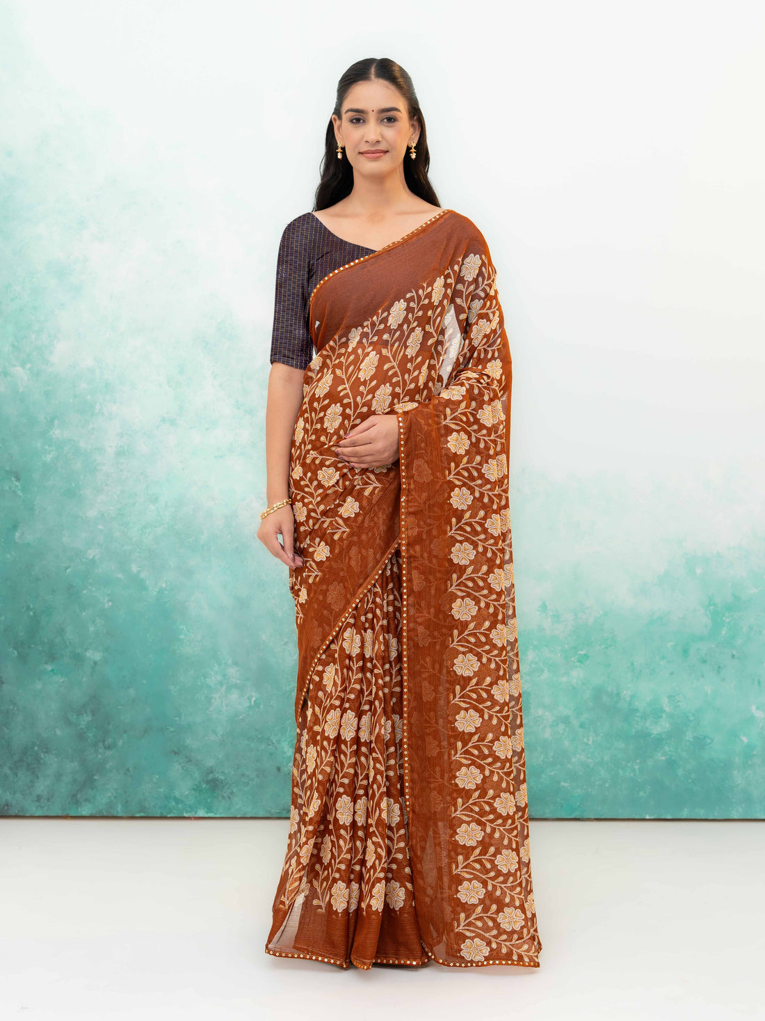 Brown Soft Georgette Saree