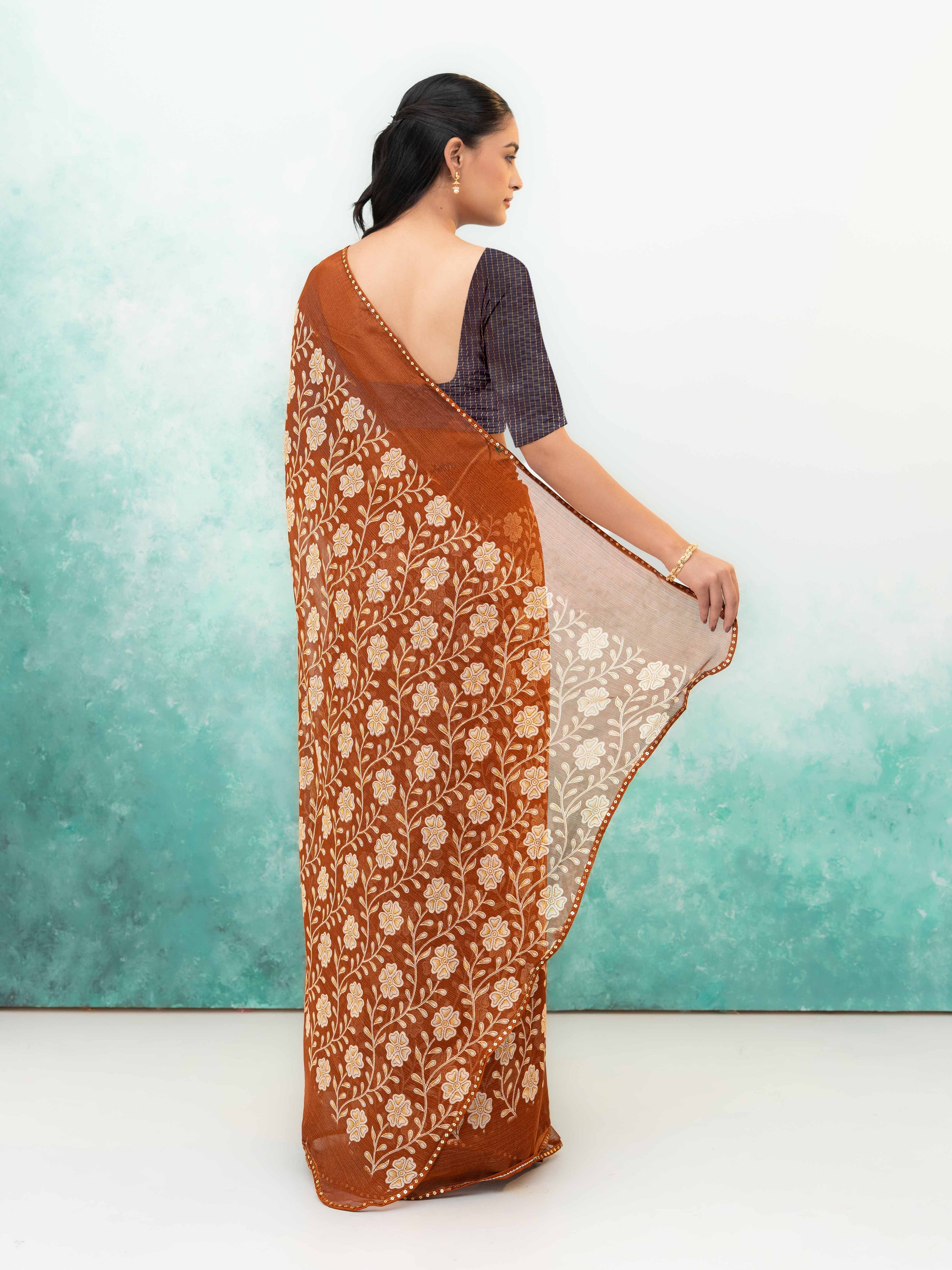 Brown Soft Georgette Saree