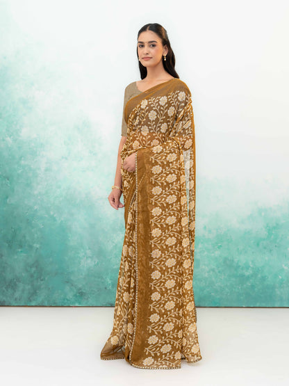 Beige Soft Georgette Saree