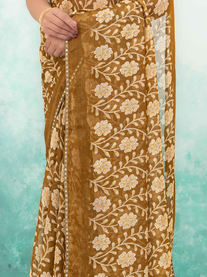 Beige Soft Georgette Saree