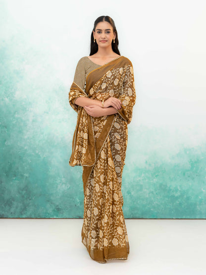 Beige Soft Georgette Saree