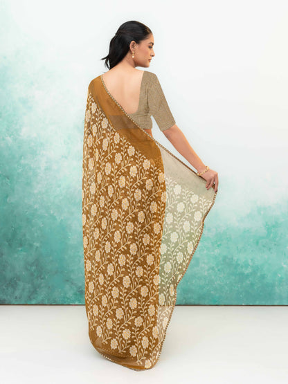 Beige Soft Georgette Saree
