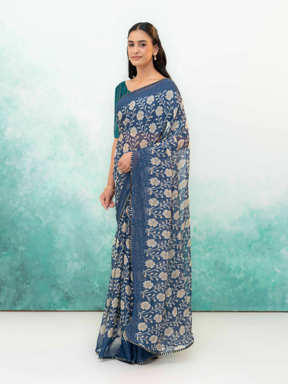 Navy Blue Soft Georgette Saree