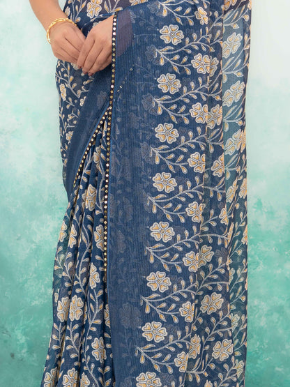 Navy Blue Soft Georgette Saree
