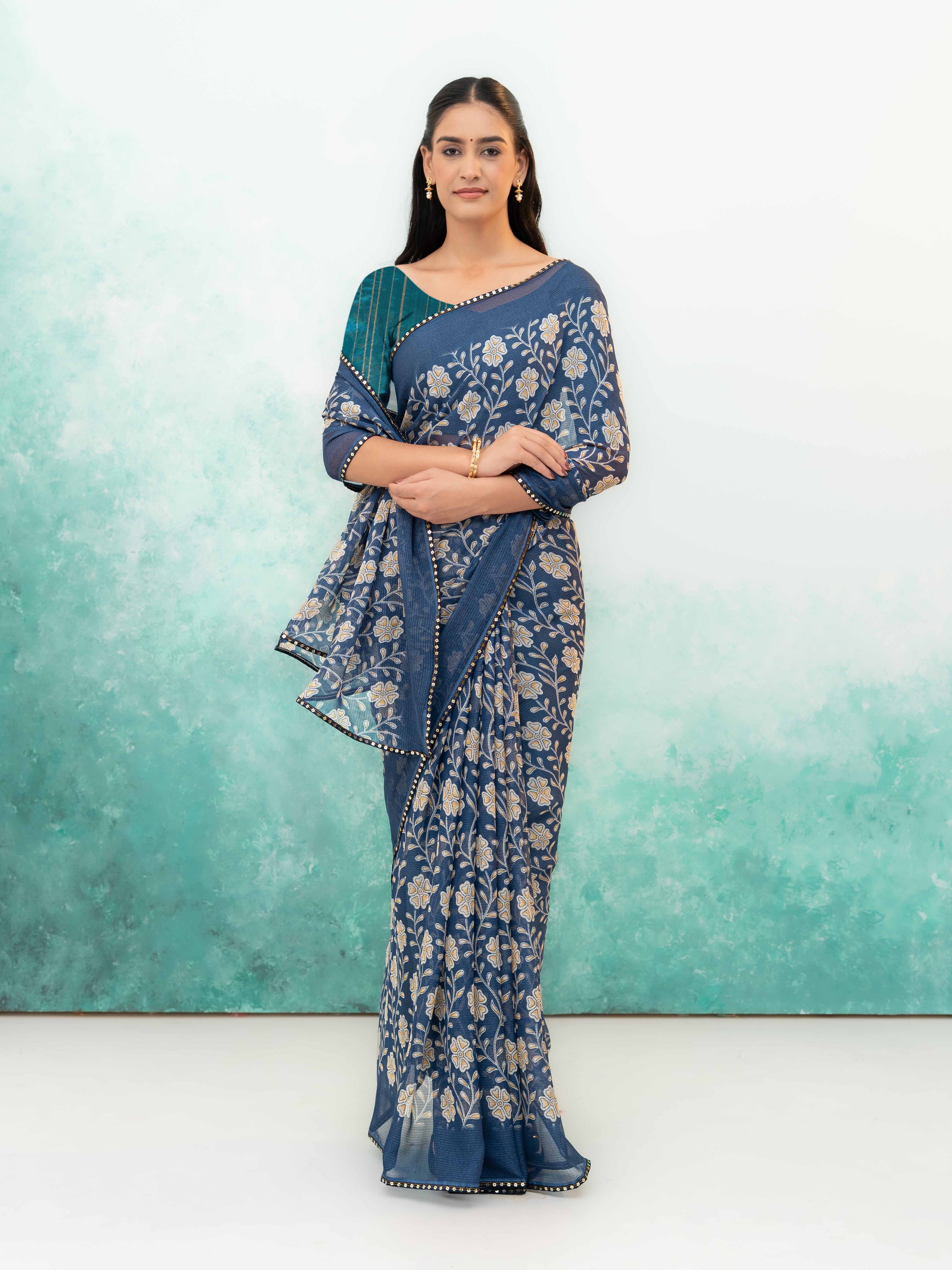 Navy Blue Soft Georgette Saree