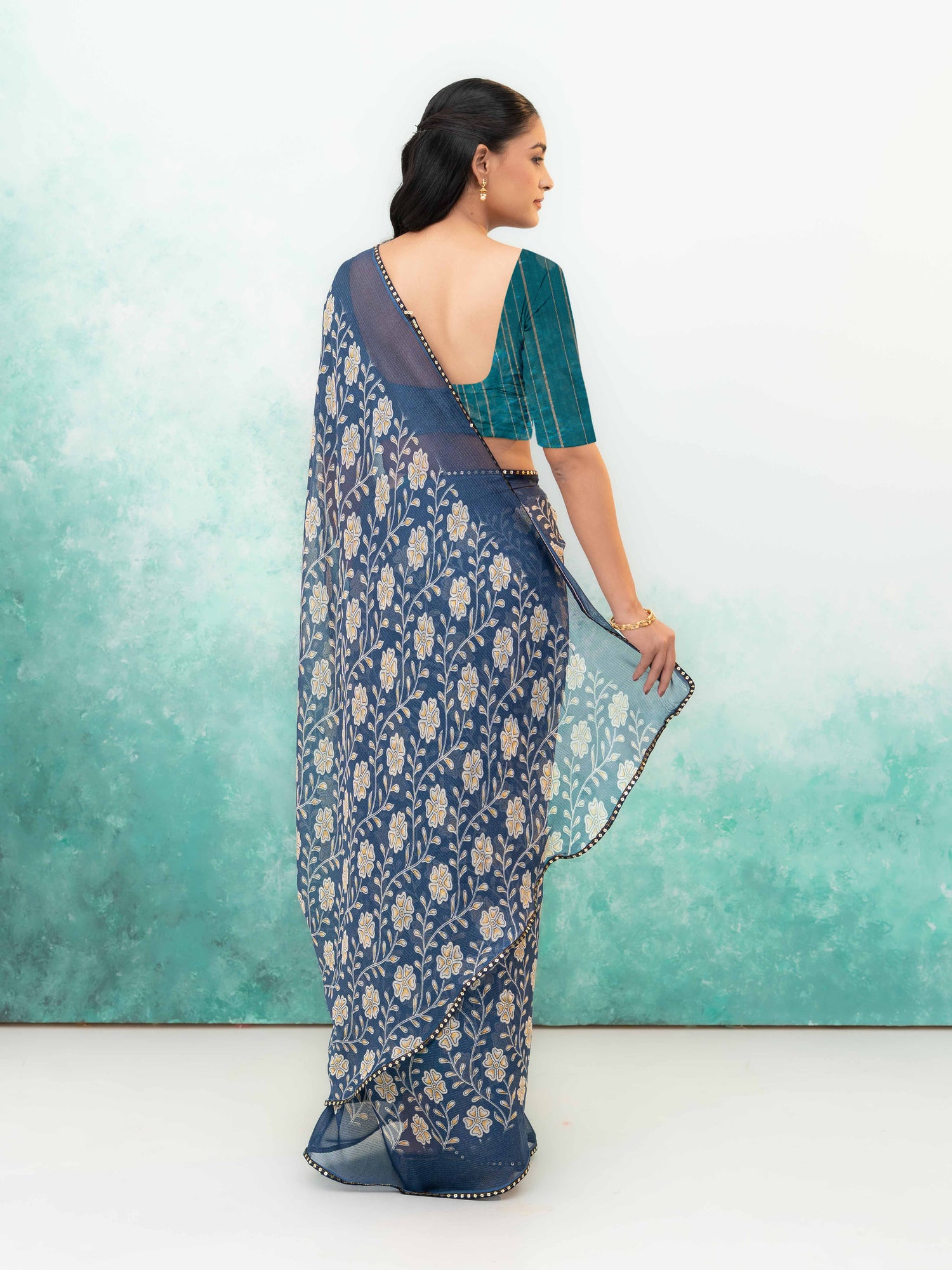 Navy Blue Soft Georgette Saree