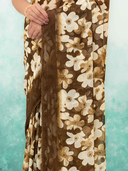 Coffee brown Chiffon Saree