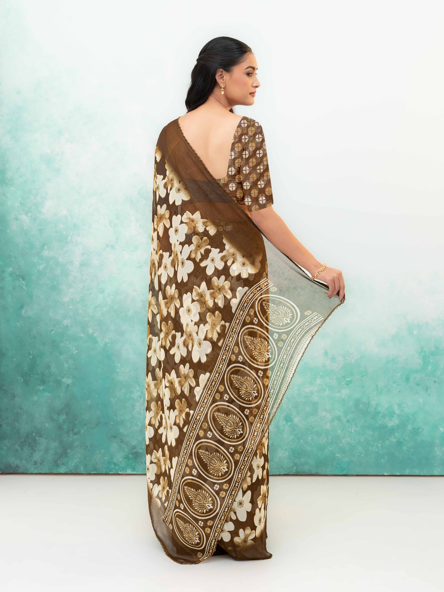 Coffee brown Chiffon Saree