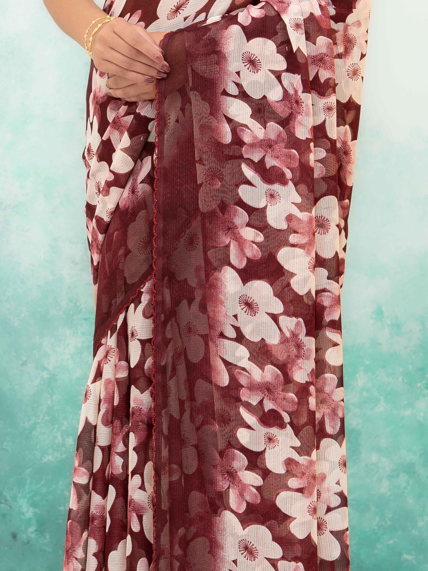 Maroon Chiffon Saree