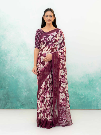 Maroon Chiffon Saree