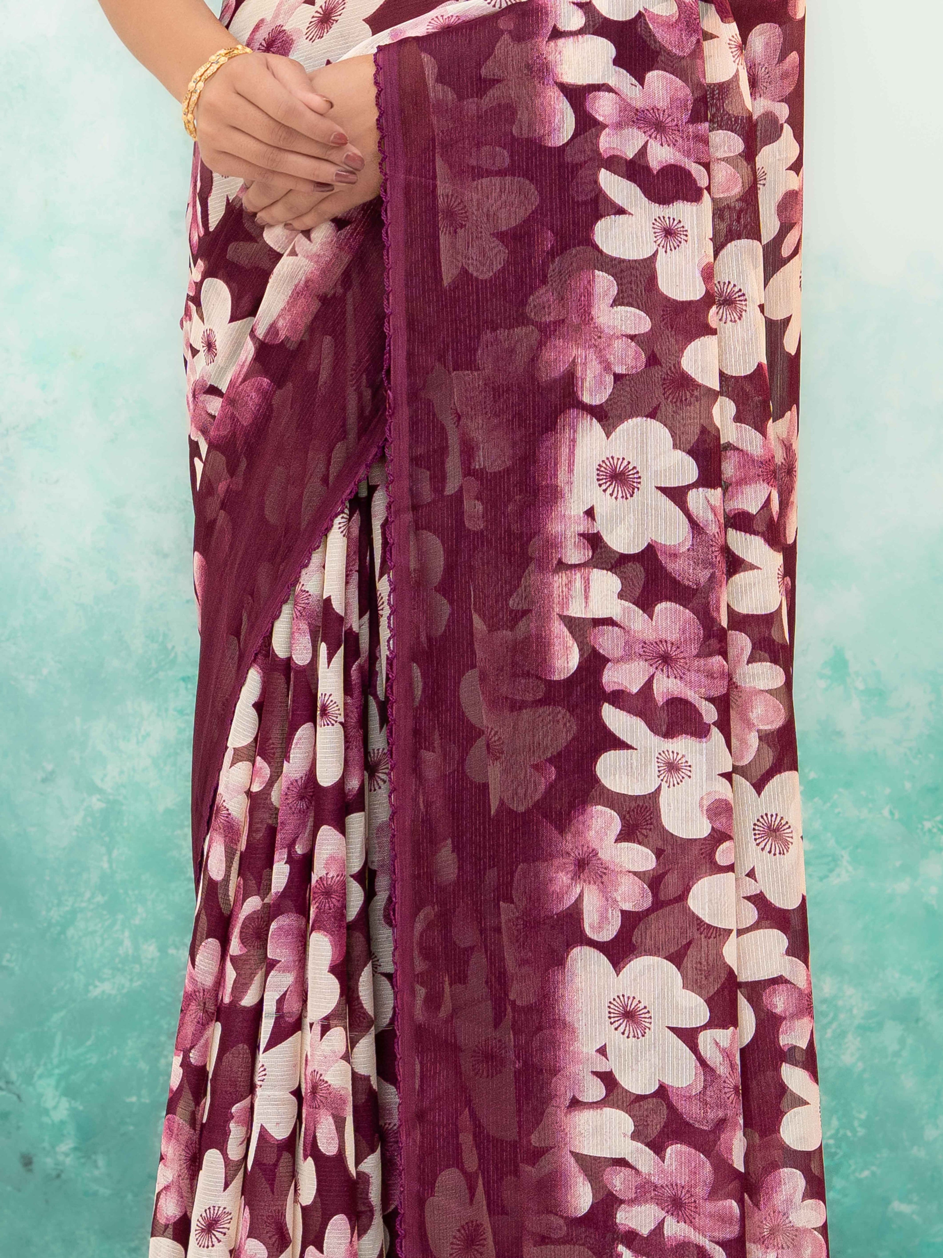 Purple Chiffon Saree
