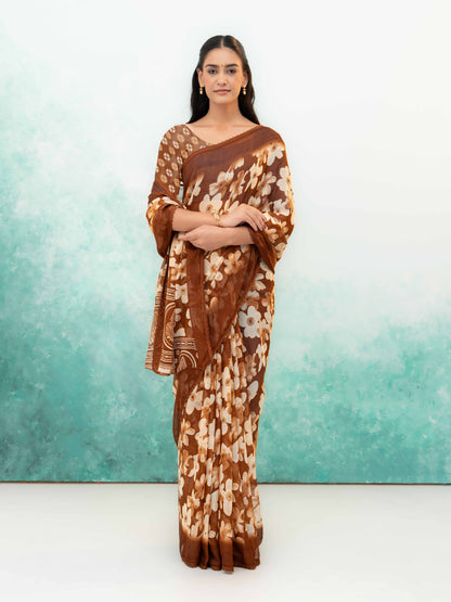 Brown Chiffon Saree