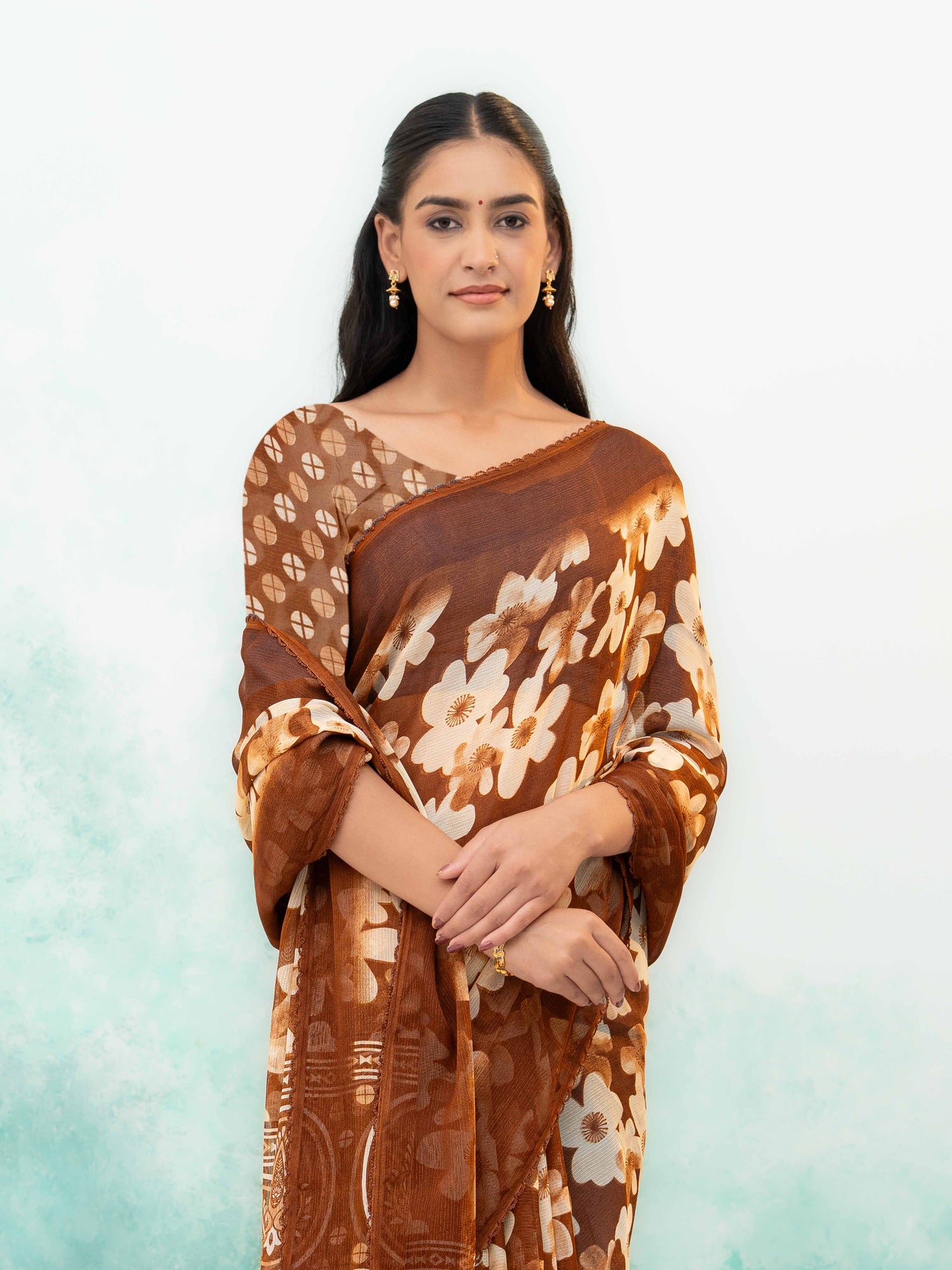 Brown Chiffon Saree