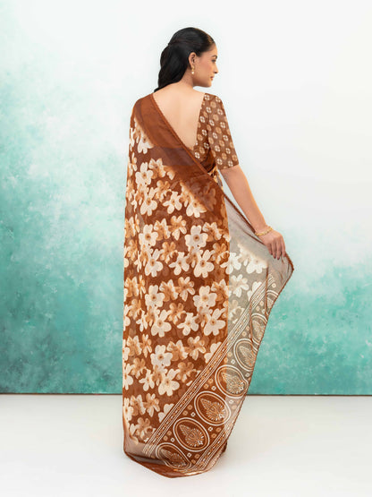 Brown Chiffon Saree