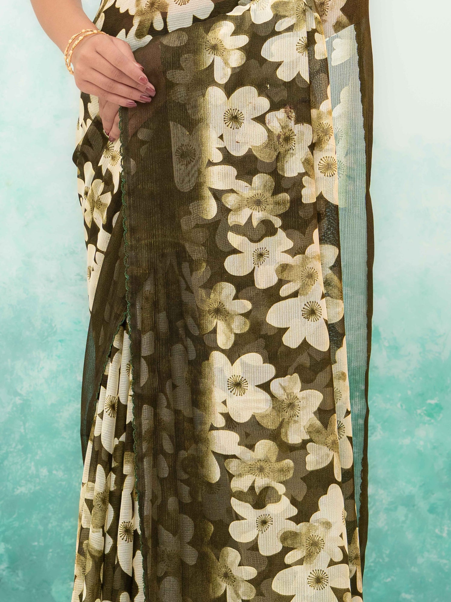 Green Chiffon Saree