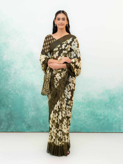 Green Chiffon Saree