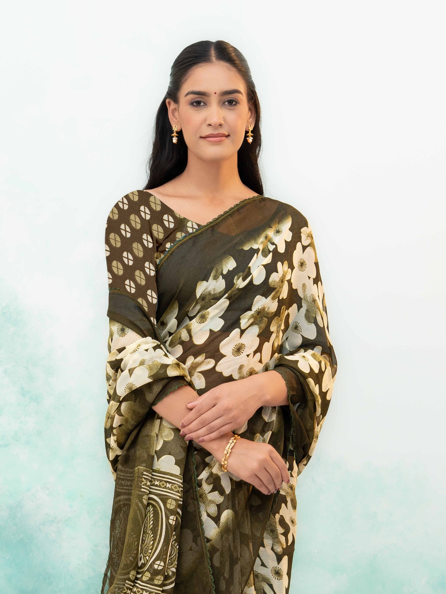 Green Chiffon Saree