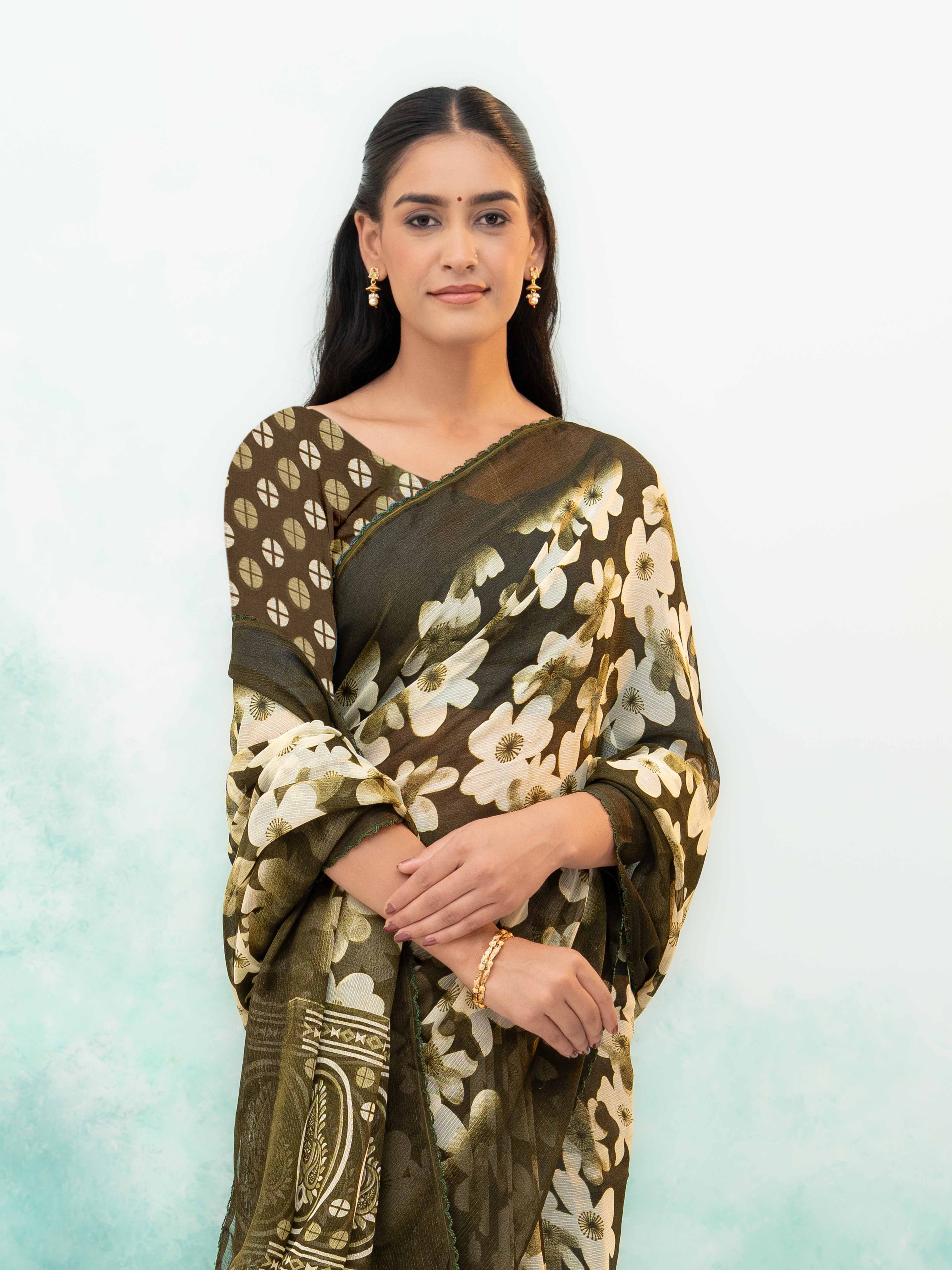 Green Chiffon Saree