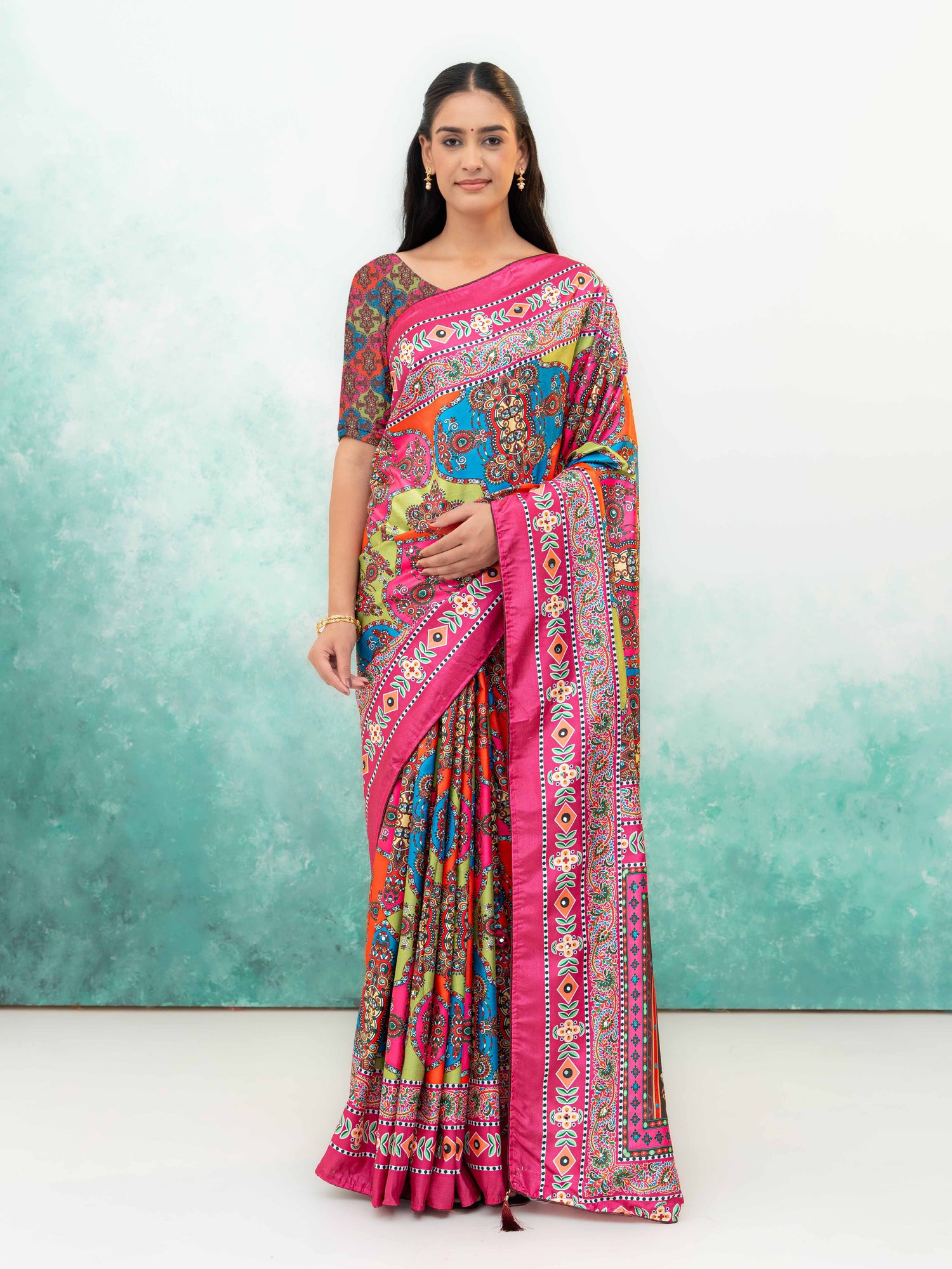Rani Pink Crepe Silk Saree