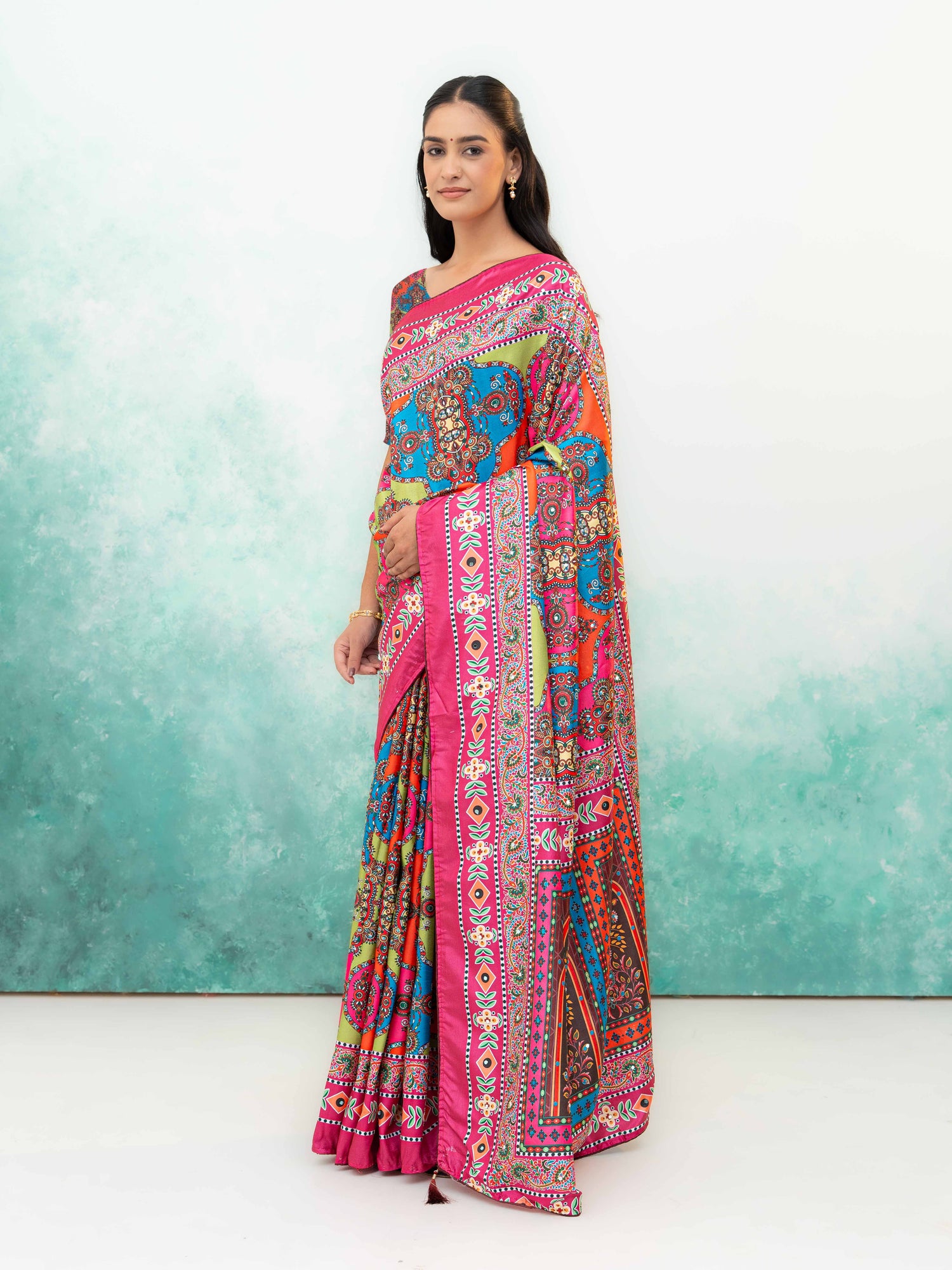 Rani Pink Crepe Silk Saree