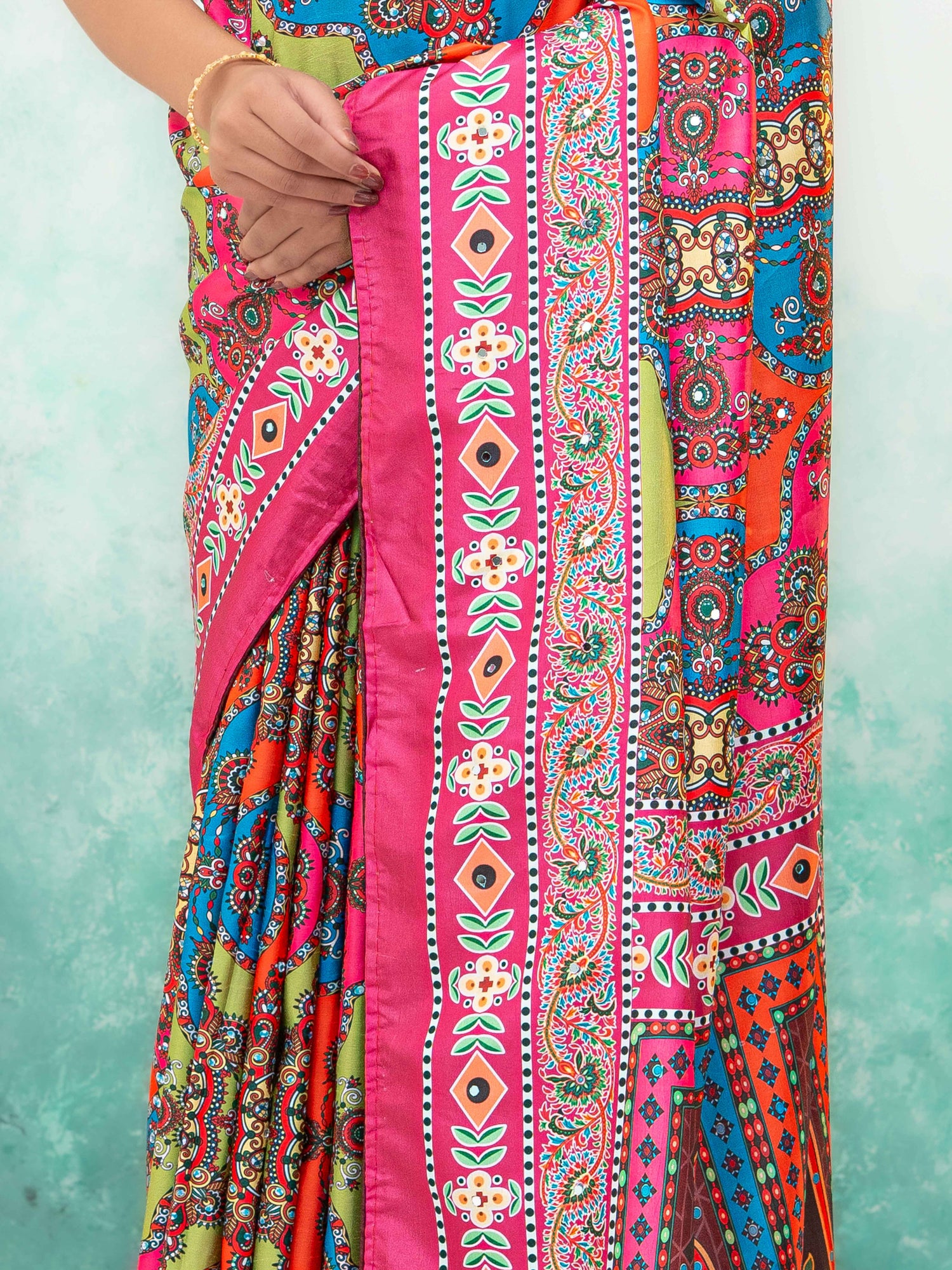 Rani Pink Crepe Silk Saree