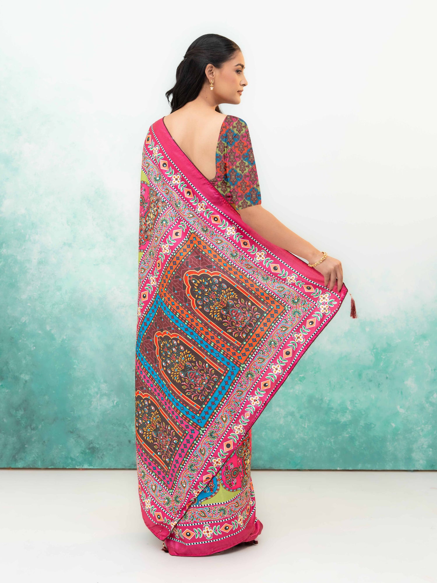 Rani Pink Crepe Silk Saree