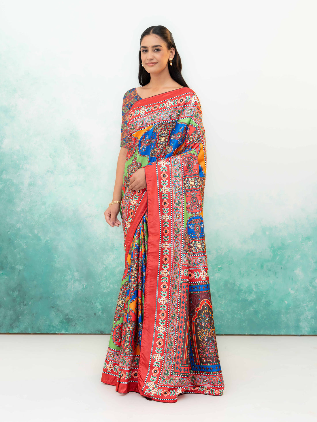 Red Crepe Silk Saree