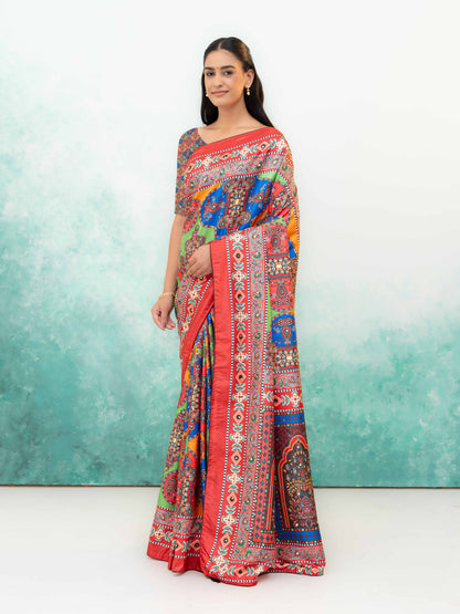 Red Crepe Silk Saree