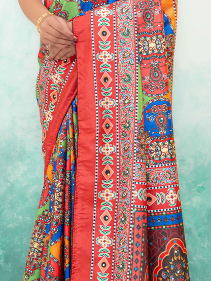 Red Crepe Silk Saree