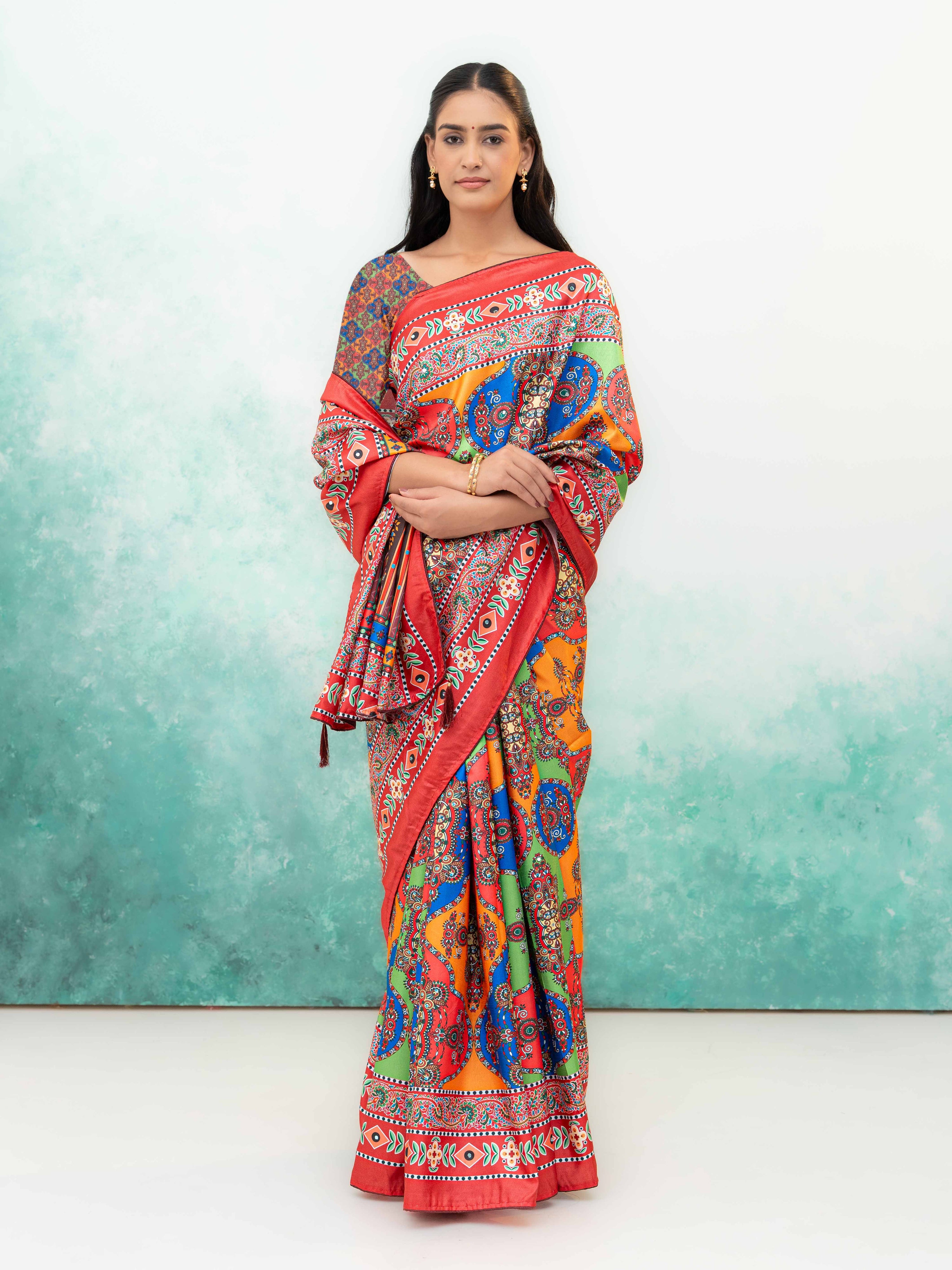 Red Crepe Silk Saree