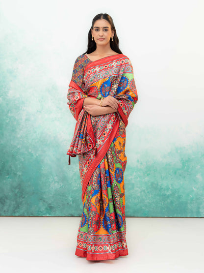 Red Crepe Silk Saree