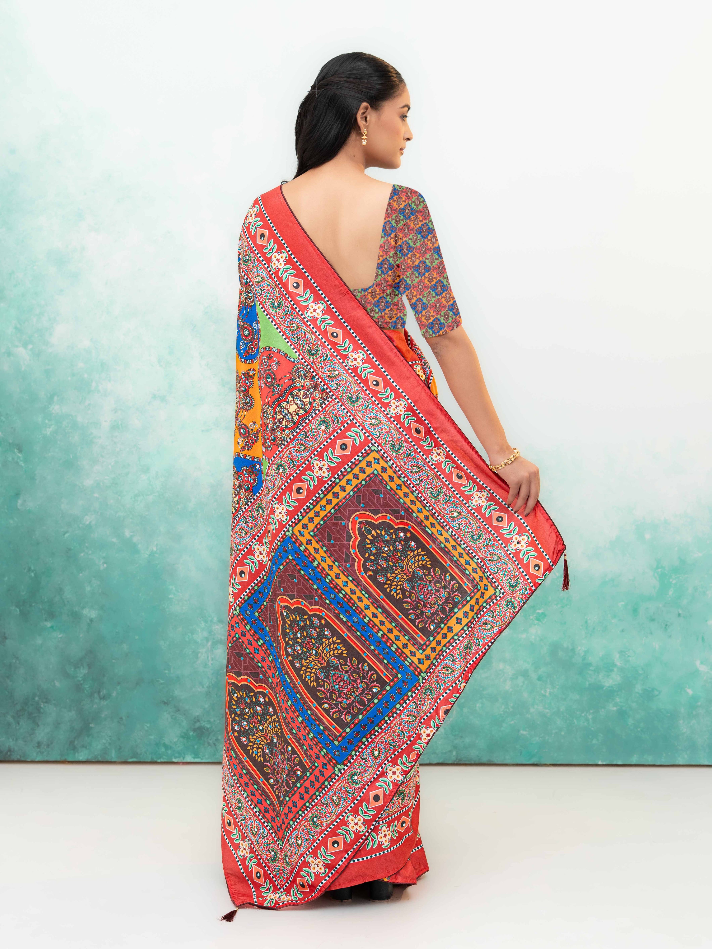 Red Crepe Silk Saree