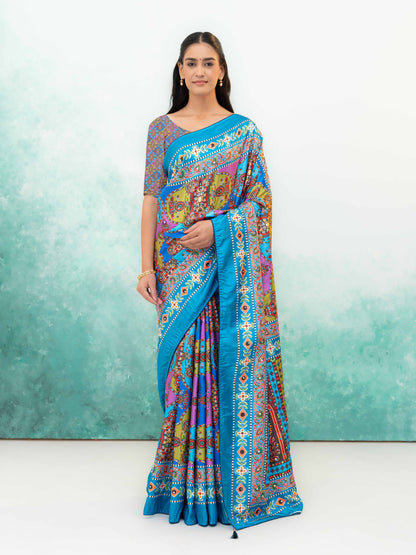 Sky Blue Crepe Silk Saree