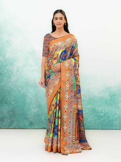 Orange Crepe Silk Saree