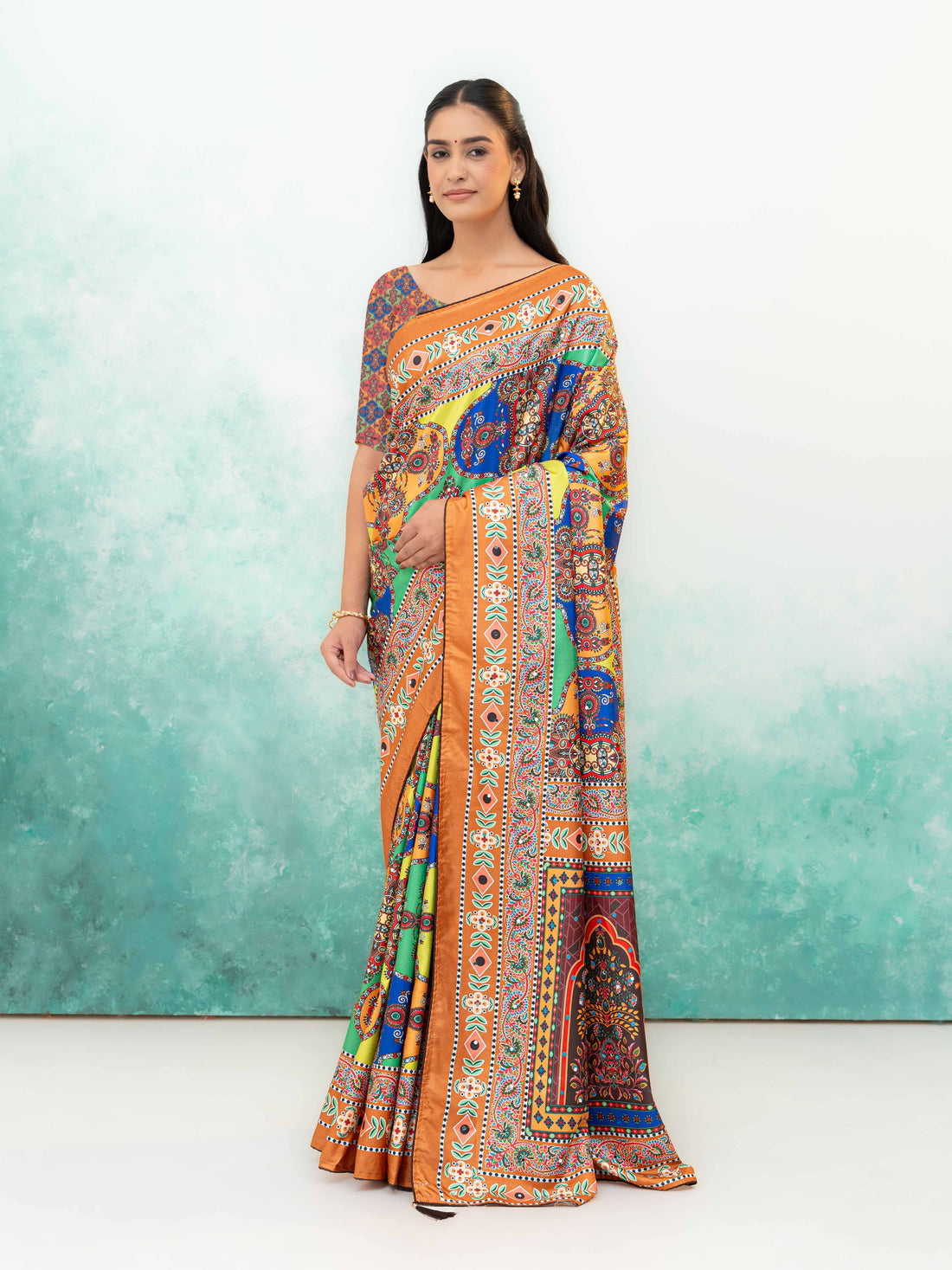 Orange Crepe Silk Saree