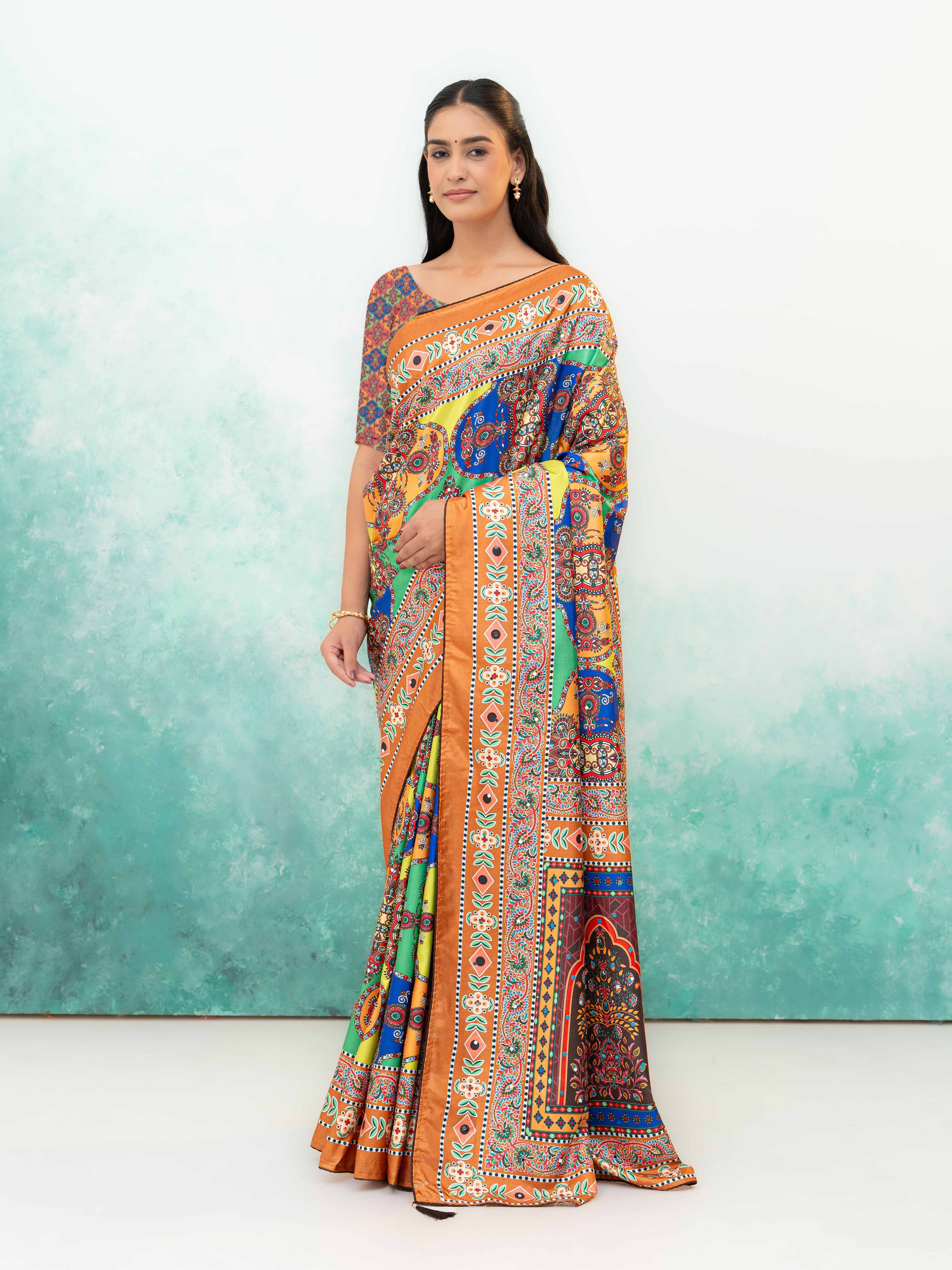 Orange Crepe Silk Saree