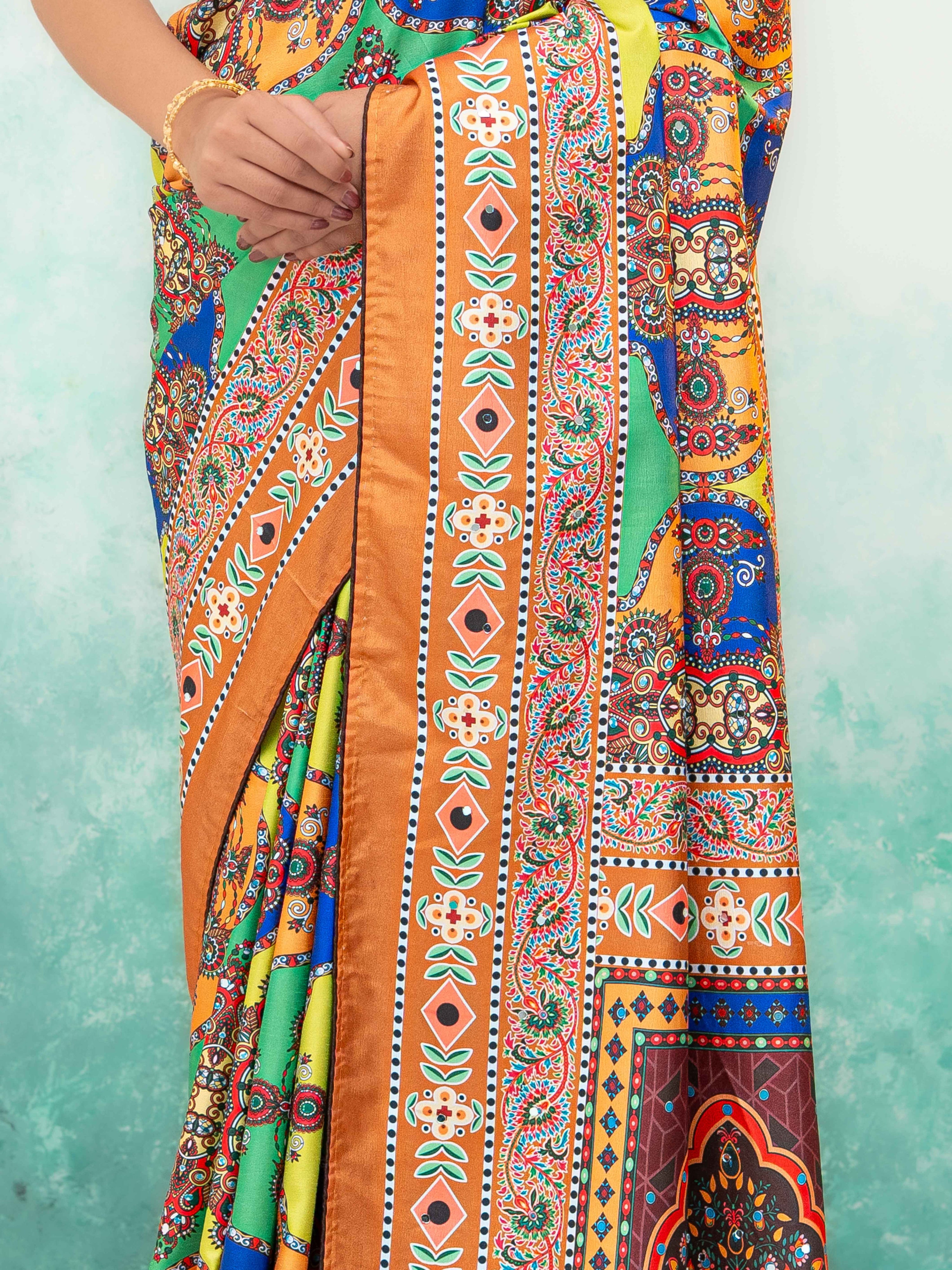 Orange Crepe Silk Saree