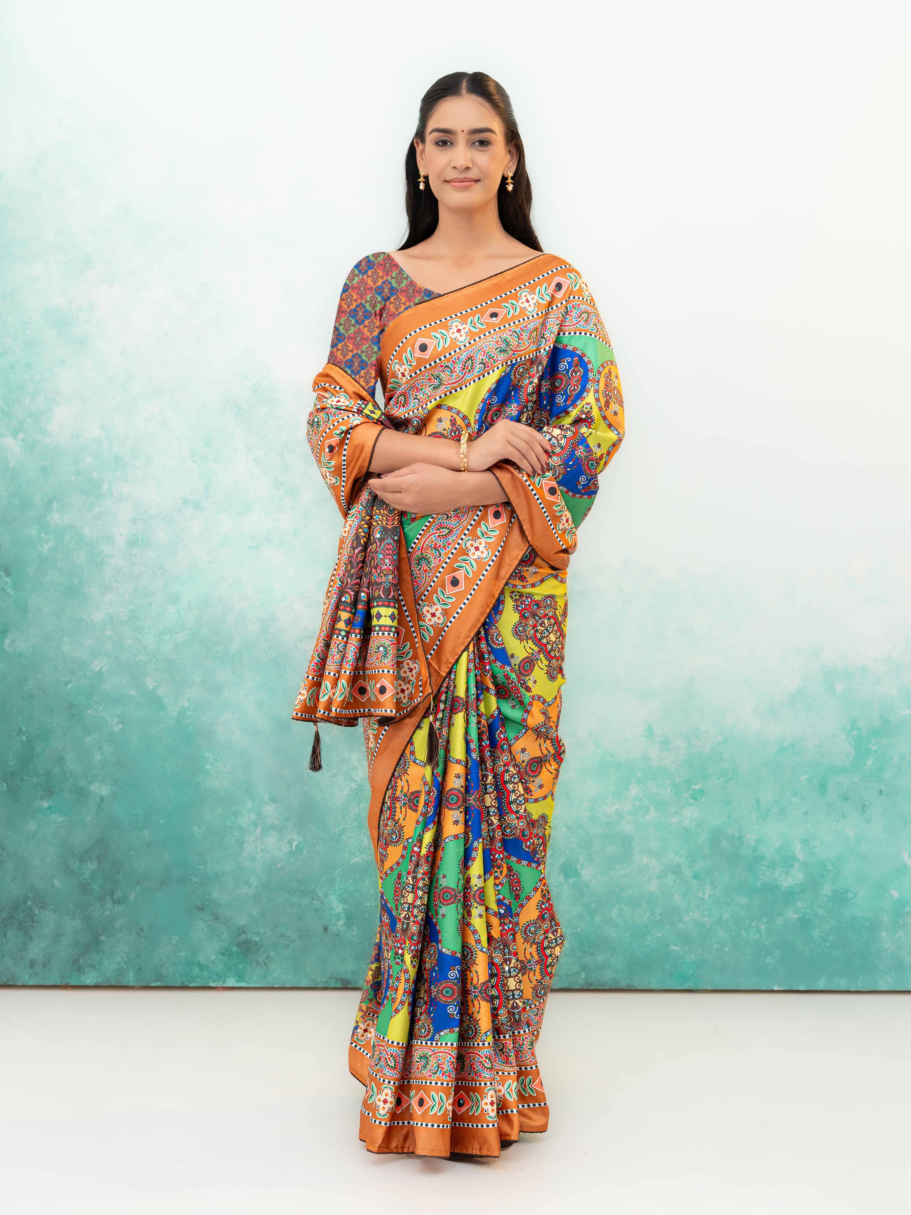 Orange Crepe Silk Saree