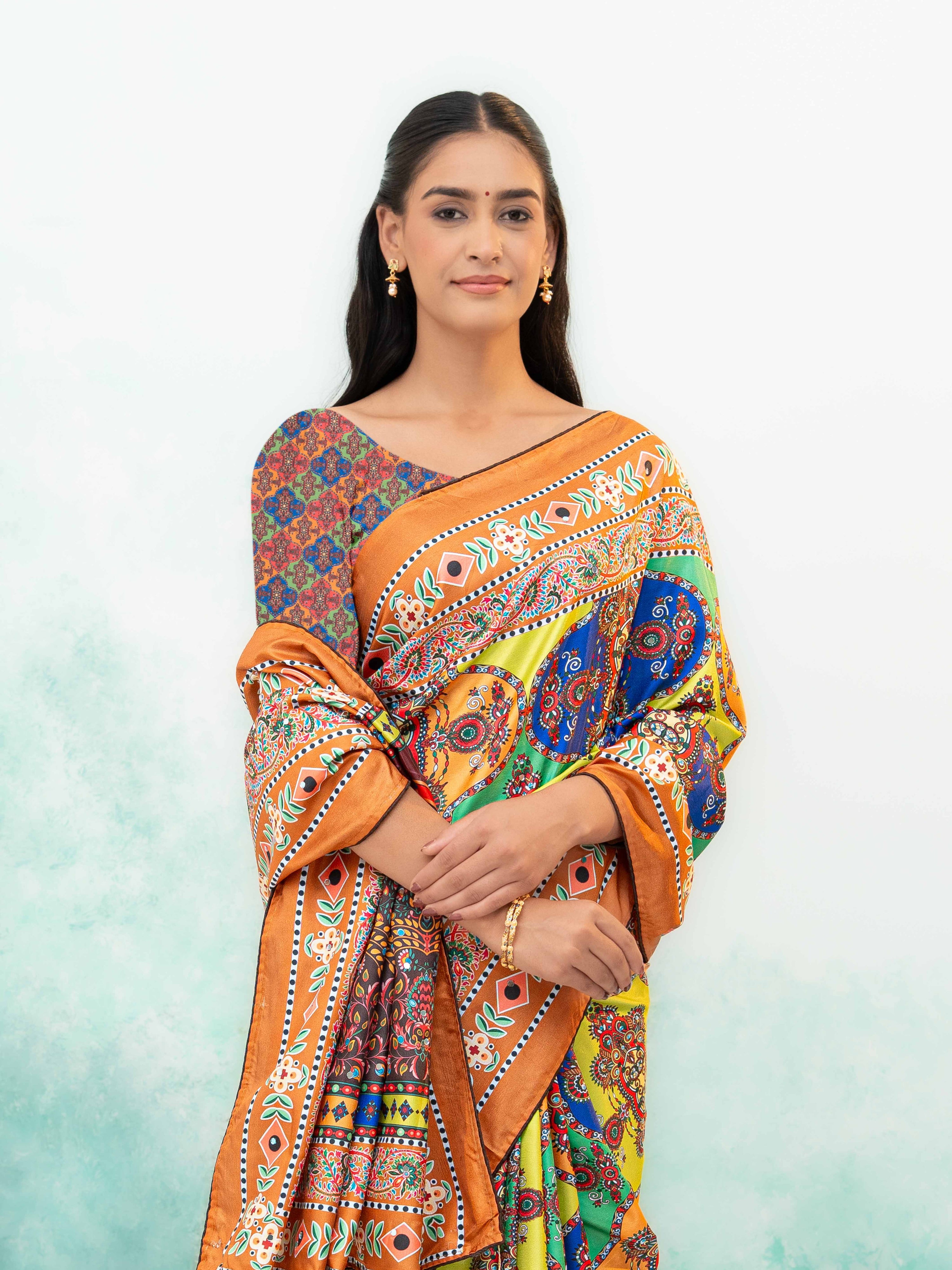 Orange Crepe Silk Saree