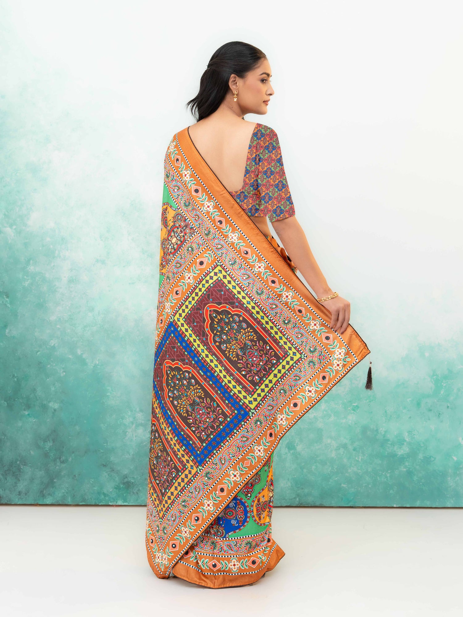Orange Crepe Silk Saree