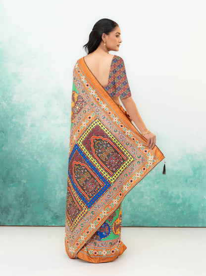 Orange Crepe Silk Saree